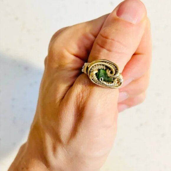 Etsy Other - Etsy Custom Green Tourmaline Wire Wrap Ring in Gold and Silver